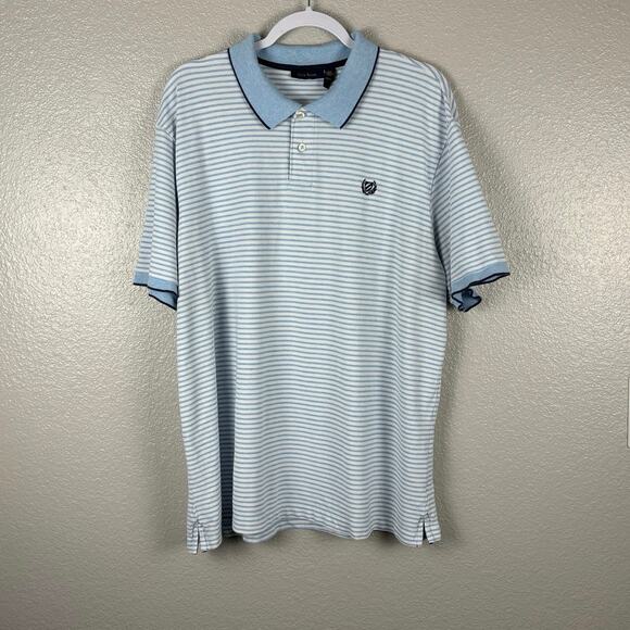Club Room Blue and White Striped Collared 
Size XXL 100% Cotton Polo Shirt - Picture 1 of 6